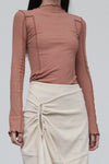BASERANGE Long Sleeve T-Shirt TTML Collection Ribbed Cotton Portugal BAS-TTML-RB-WI23-MGH Rose Red